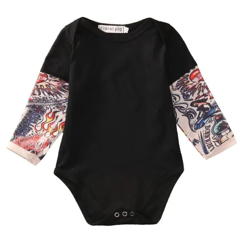 Giggles And Grab Fashion newborn Fashion Newborn Baby Girl Boys Romper Bodysuit Clothes Tattoos Print Rock Children Boy Baby Clothing Jumpsuit Outfits"