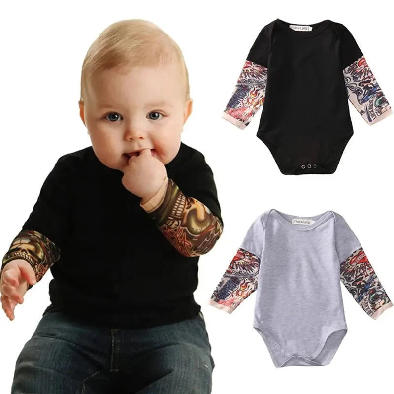 Giggles And Grab Fashion newborn Fashion Newborn Baby Girl Boys Romper Bodysuit Clothes Tattoos Print Rock Children Boy Baby Clothing Jumpsuit Outfits"