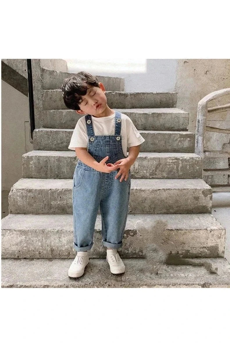 Giggles And Grab Fashionable Overalls Denim Fashionable Children's Overalls - Spring Casual Wear for Kids"