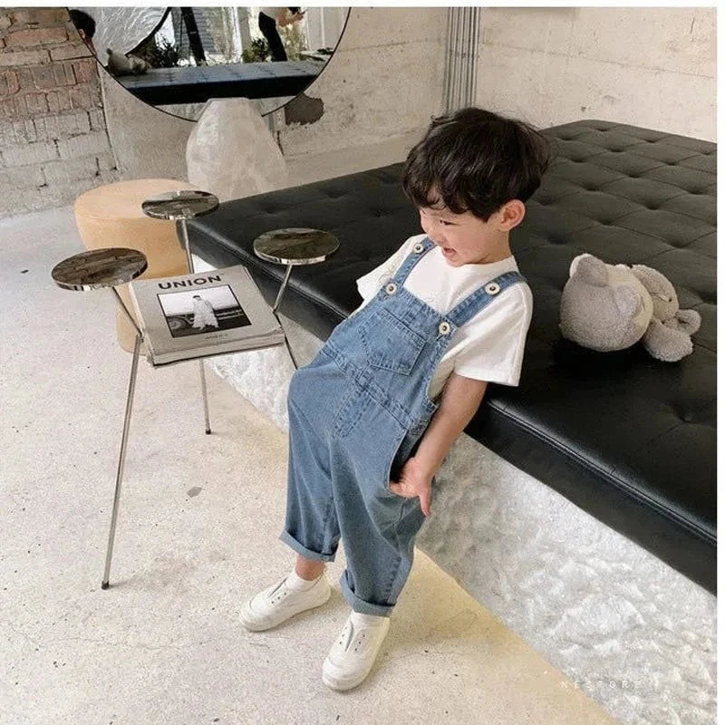 Giggles And Grab Fashionable Overalls Denim Fashionable Children's Overalls - Spring Casual Wear for Kids"