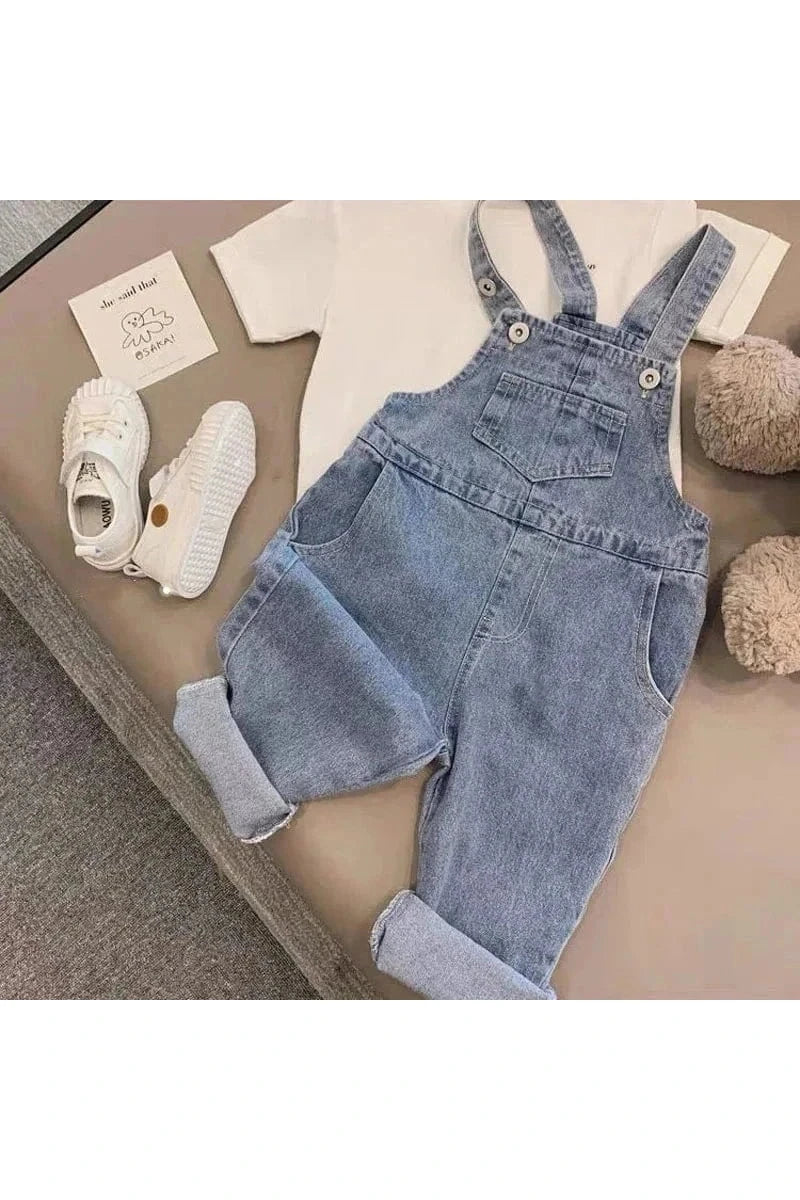 Giggles And Grab Fashionable Overalls Denim overalls-1pc / 100-Height 100-110cm Fashionable Children's Overalls - Spring Casual Wear for Kids"