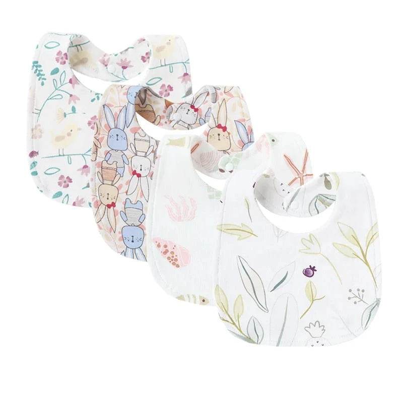 4Pcs Baby Bibs Burp Clothes Cotton Newborn Bibs for Girls Boys Baby Stuff Infant Accessories Toddler Saliva Towels Baby Care - Giggles And Grab
