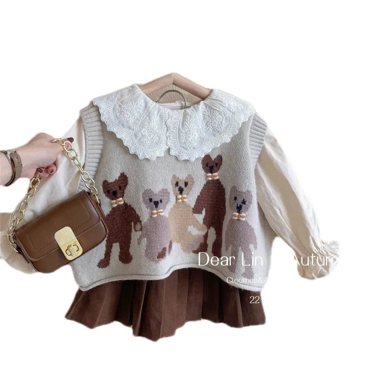 Winter Kids Girls 3PCS Clothes Set Cotton Long Sleeve Shirts Cartoon - Giggles And Grab
