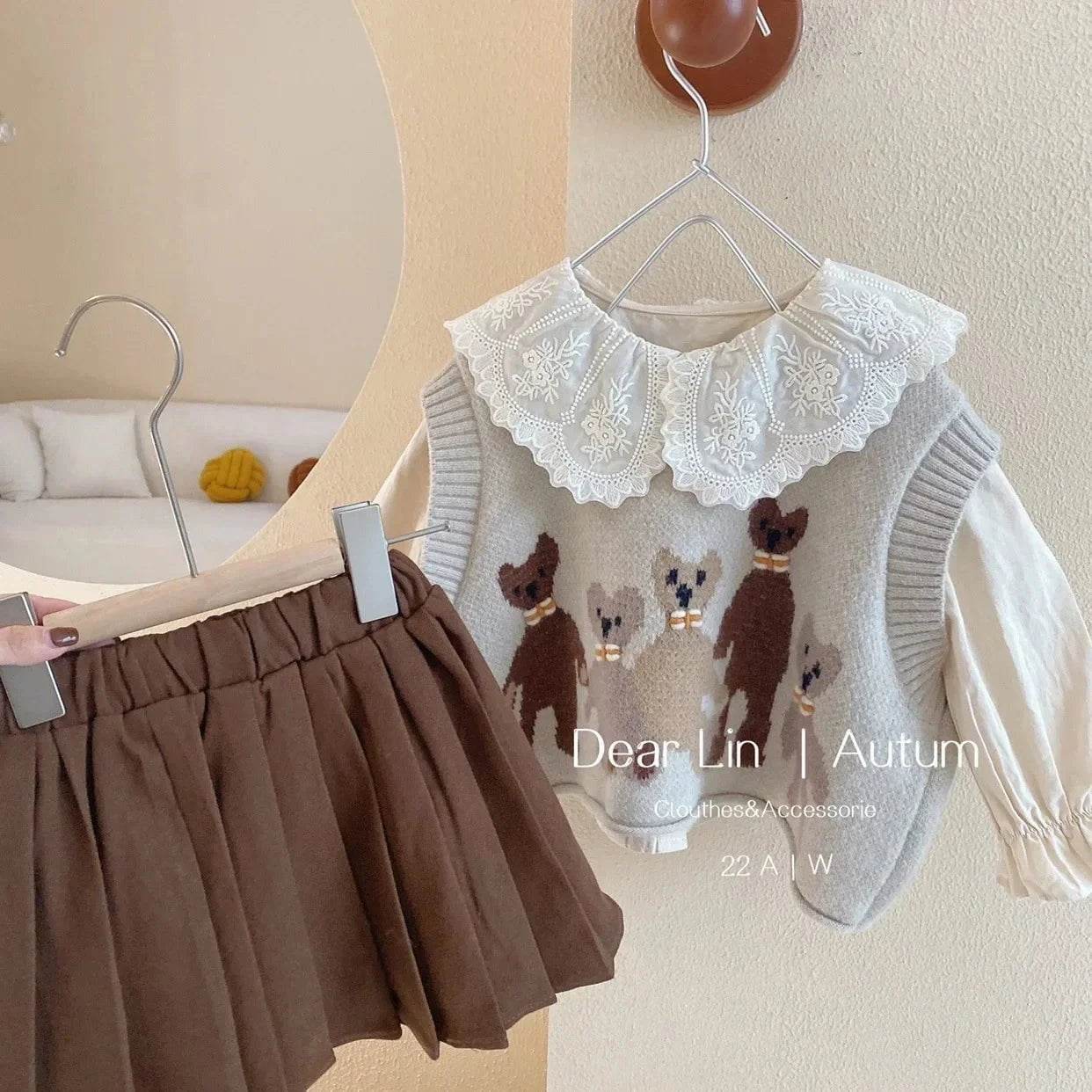 Winter Kids Girls 3PCS Clothes Set Cotton Long Sleeve Shirts Cartoon - Giggles And Grab