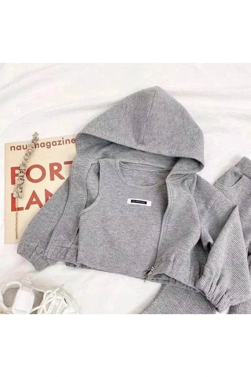 Girls' 3-Piece Clothing Set - Knit Top, Flared Pants & Coat for Toddler Baby Girls - Giggles And Grab