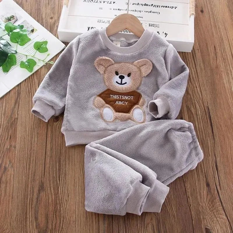 Giggles And Grab Gray / 3T(户外运动) Baby Boys And Girls Clothing Set Tricken Fleece Children Hooded Outerwear Tops Pants 3PCS Outfits Kids Toddler Warm Costume Suit