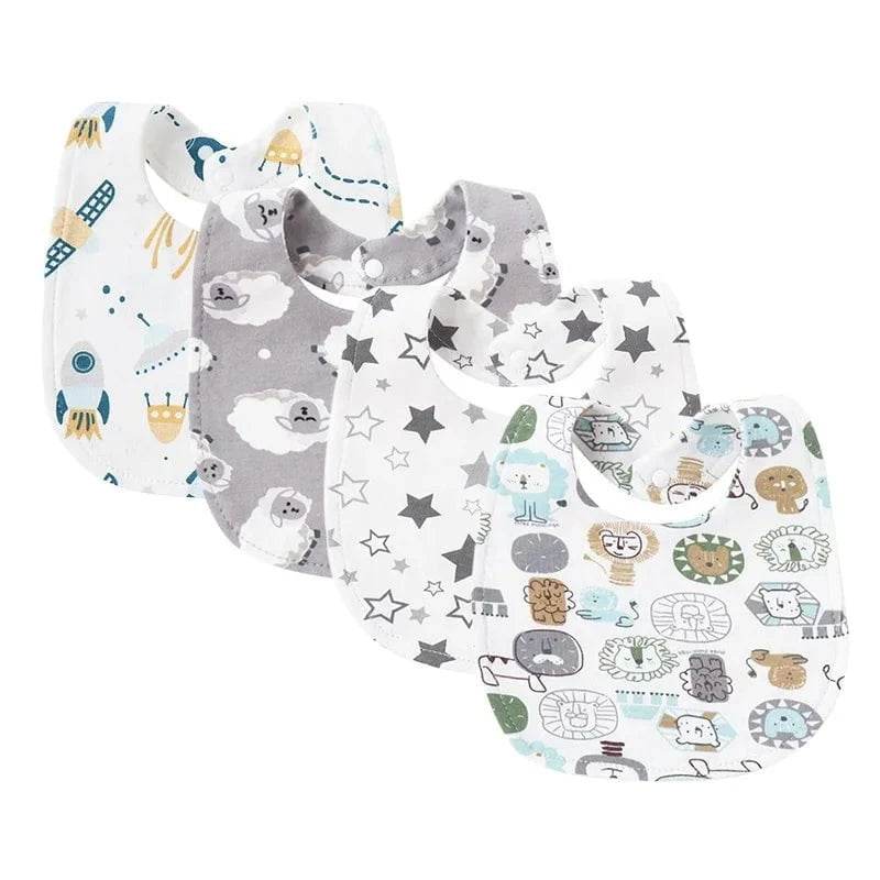 4Pcs Baby Bibs Burp Clothes Cotton Newborn Bibs for Girls Boys Baby Stuff Infant Accessories Toddler Saliva Towels Baby Care - Giggles And Grab