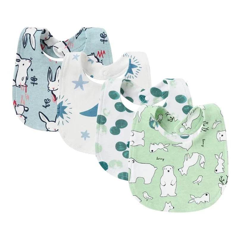 4Pcs Baby Bibs Burp Clothes Cotton Newborn Bibs for Girls Boys Baby Stuff Infant Accessories Toddler Saliva Towels Baby Care - Giggles And Grab