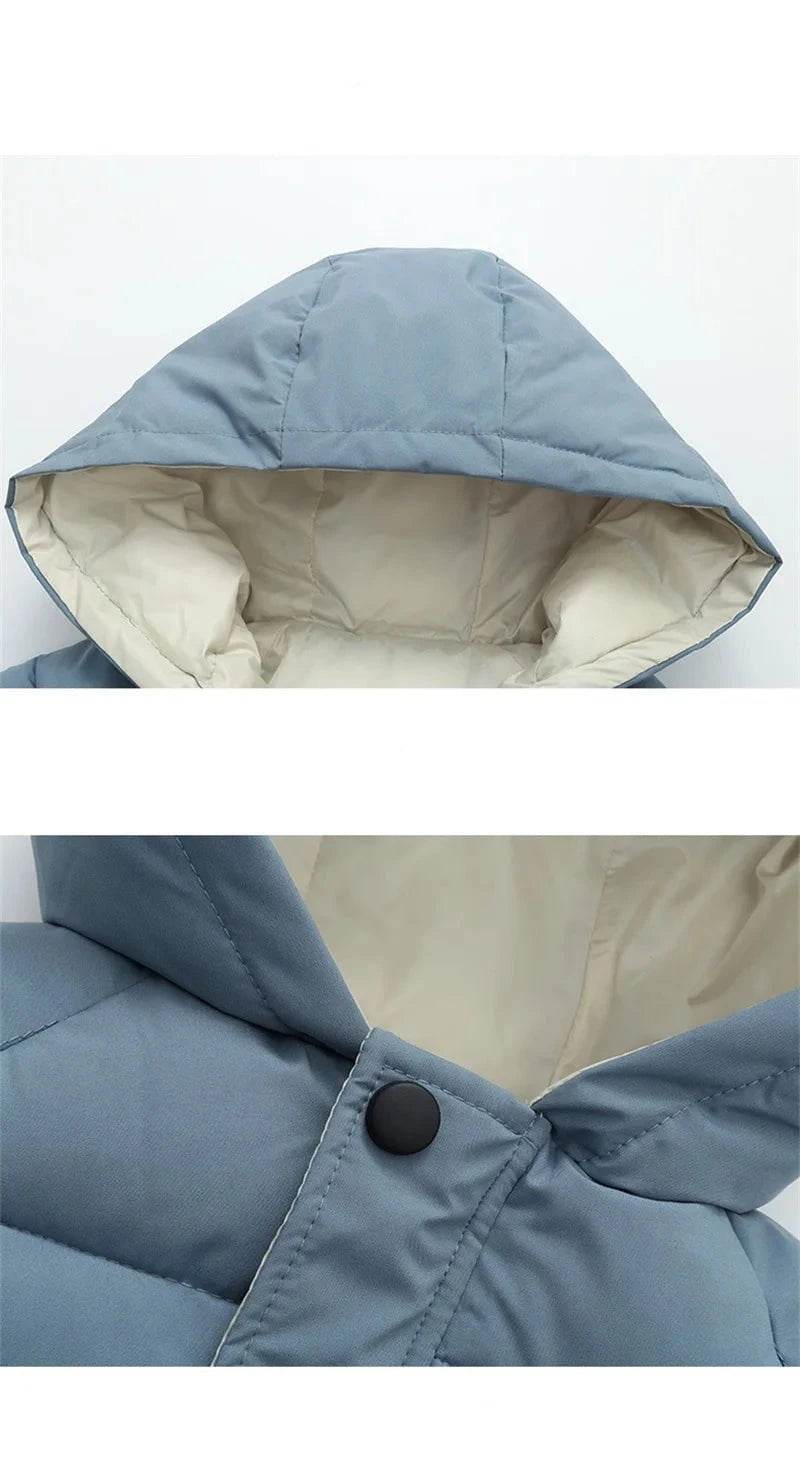 Kids Down Long Outerwear Winter Autumn Teen Cotton Clothes Boys Girls Cotton-Padded Parka Coats Big Children Thicken Warm Jacket - Giggles And Grab