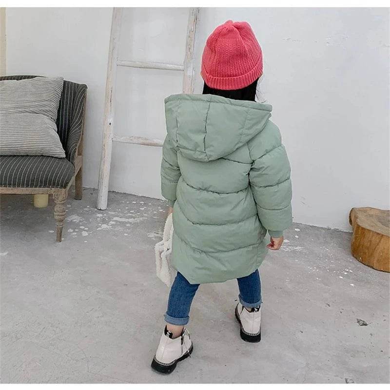 Kids Down Long Outerwear Winter Autumn Teen Cotton Clothes Boys Girls Cotton-Padded Parka Coats Big Children Thicken Warm Jacket - Giggles And Grab