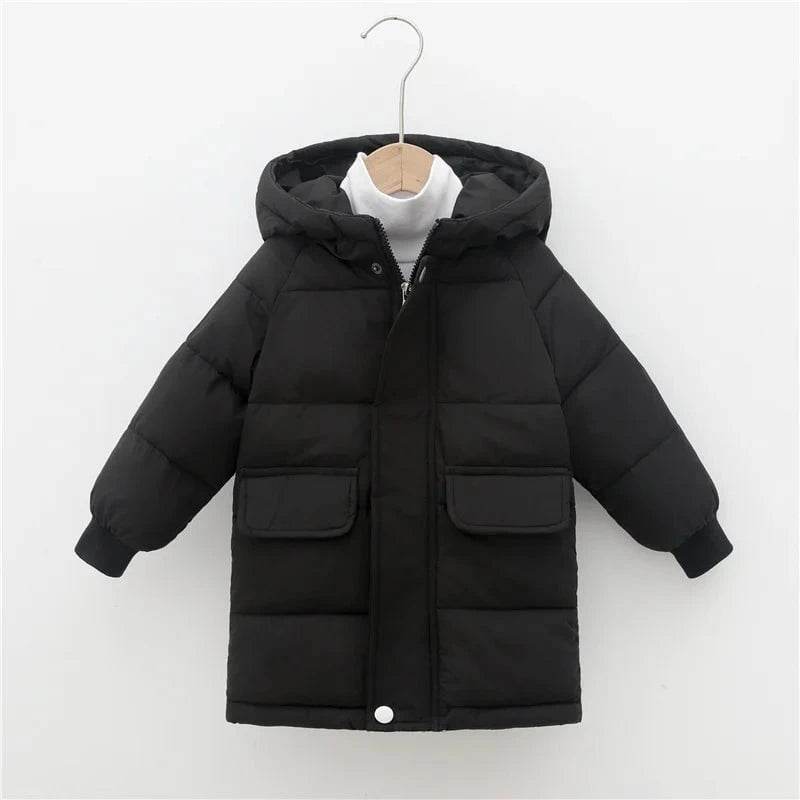 Kids Down Long Outerwear Winter Autumn Teen Cotton Clothes Boys Girls Cotton-Padded Parka Coats Big Children Thicken Warm Jacket - Giggles And Grab