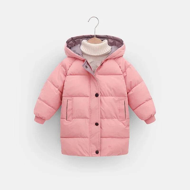 Kids Down Long Outerwear Winter Autumn Teen Cotton Clothes Boys Girls Cotton-Padded Parka Coats Big Children Thicken Warm Jacket - Giggles And Grab