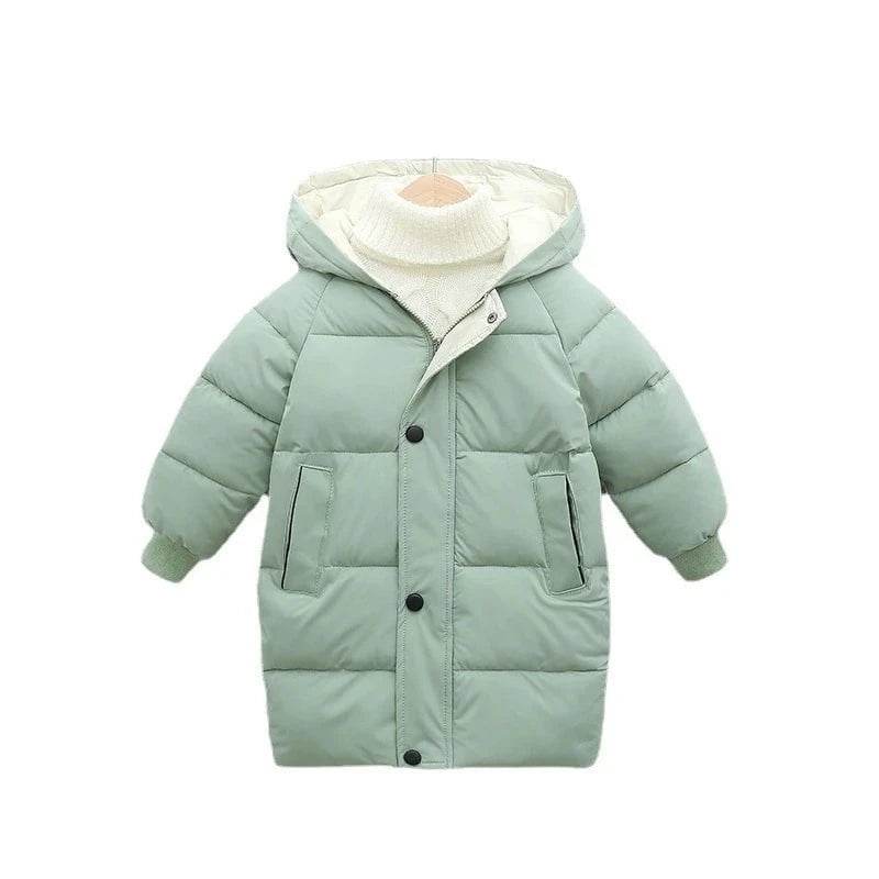 Kids Down Long Outerwear Winter Autumn Teen Cotton Clothes Boys Girls Cotton-Padded Parka Coats Big Children Thicken Warm Jacket - Giggles And Grab