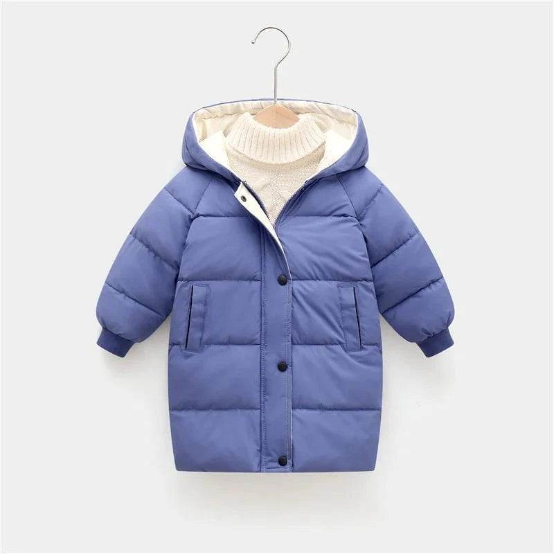 Kids Down Long Outerwear Winter Autumn Teen Cotton Clothes Boys Girls Cotton-Padded Parka Coats Big Children Thicken Warm Jacket - Giggles And Grab
