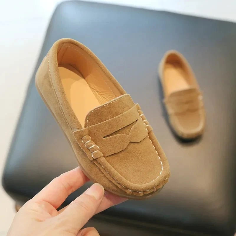 Giggles And Grab Kids loafers leather flats Brown / 26 Kids Loafers Leather Flats – Breathable Non-Slip School Slip-On Shoes for Boys"
