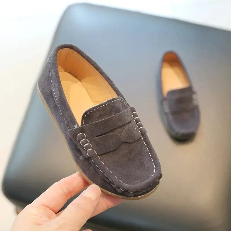 Giggles And Grab Kids loafers leather flats Dark Blue / 22 Kids Loafers Leather Flats – Breathable Non-Slip School Slip-On Shoes for Boys"