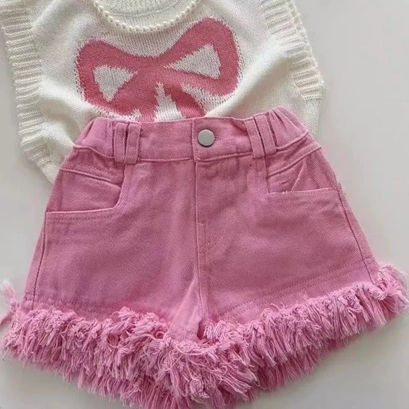 Giggles And Grab New kids short set New Kids Short Sleeve Suit Striped Girls Set Summer Tops + Shorts Baby Clothes Children's Wear Kids Outfits 2024"