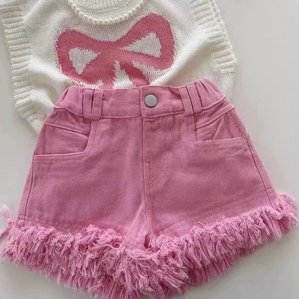 Giggles And Grab New kids short set New Kids Short Sleeve Suit Striped Girls Set Summer Tops + Shorts Baby Clothes Children's Wear Kids Outfits 2024"