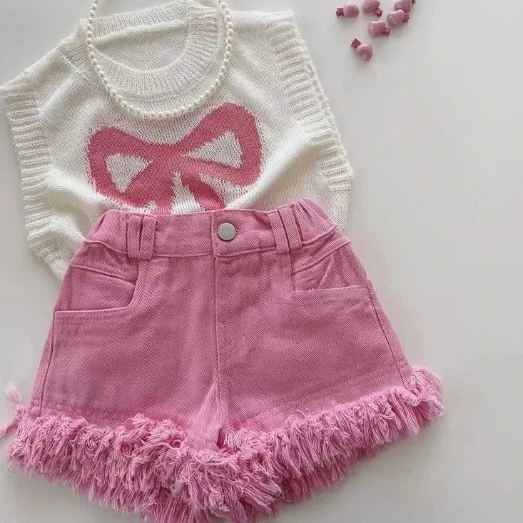 Giggles And Grab New kids short set New Kids Short Sleeve Suit Striped Girls Set Summer Tops + Shorts Baby Clothes Children's Wear Kids Outfits 2024"