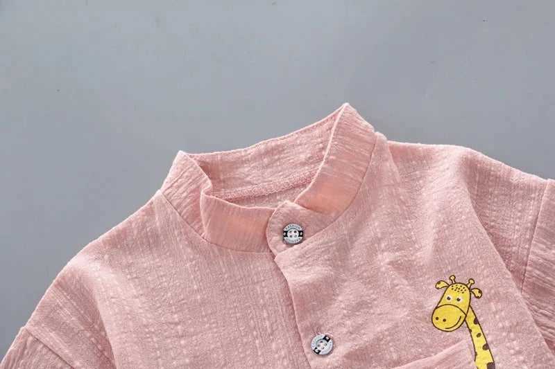Giggles And Grab New Summer Hot Sale Toddler Kids Baby Boys Shirt Cartoon Tops Denim Shorts Pants Outfits Set Baby Clothes