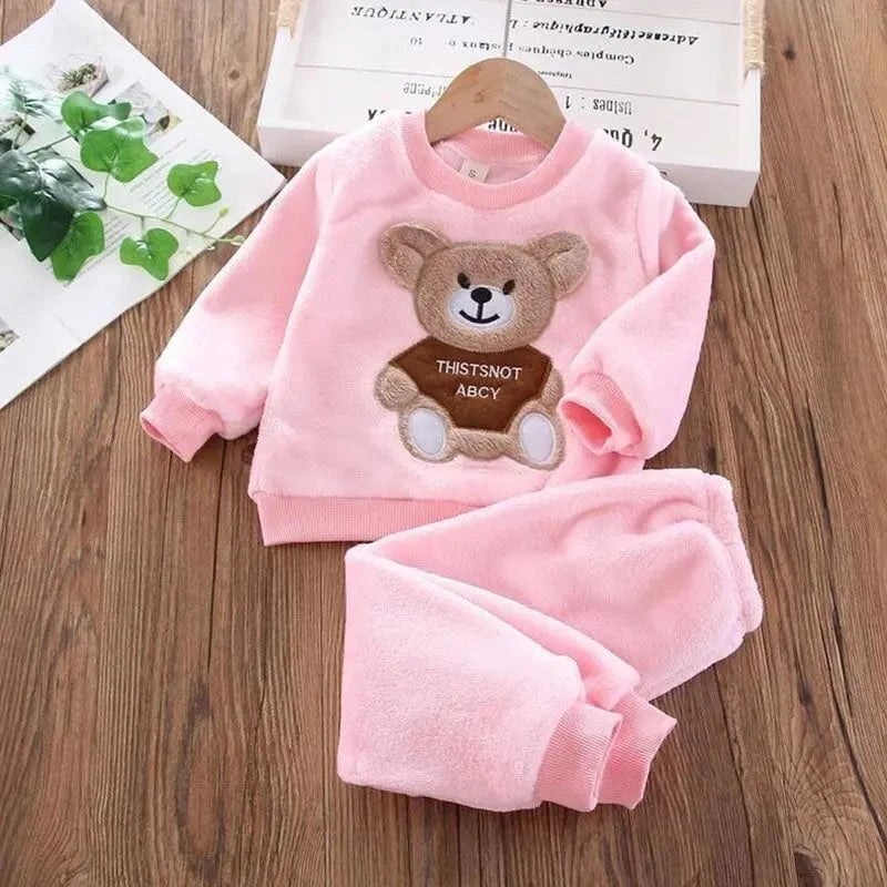 Giggles And Grab Pink 1 / 3T(户外运动) Baby Boys And Girls Clothing Set Tricken Fleece Children Hooded Outerwear Tops Pants 3PCS Outfits Kids Toddler Warm Costume Suit