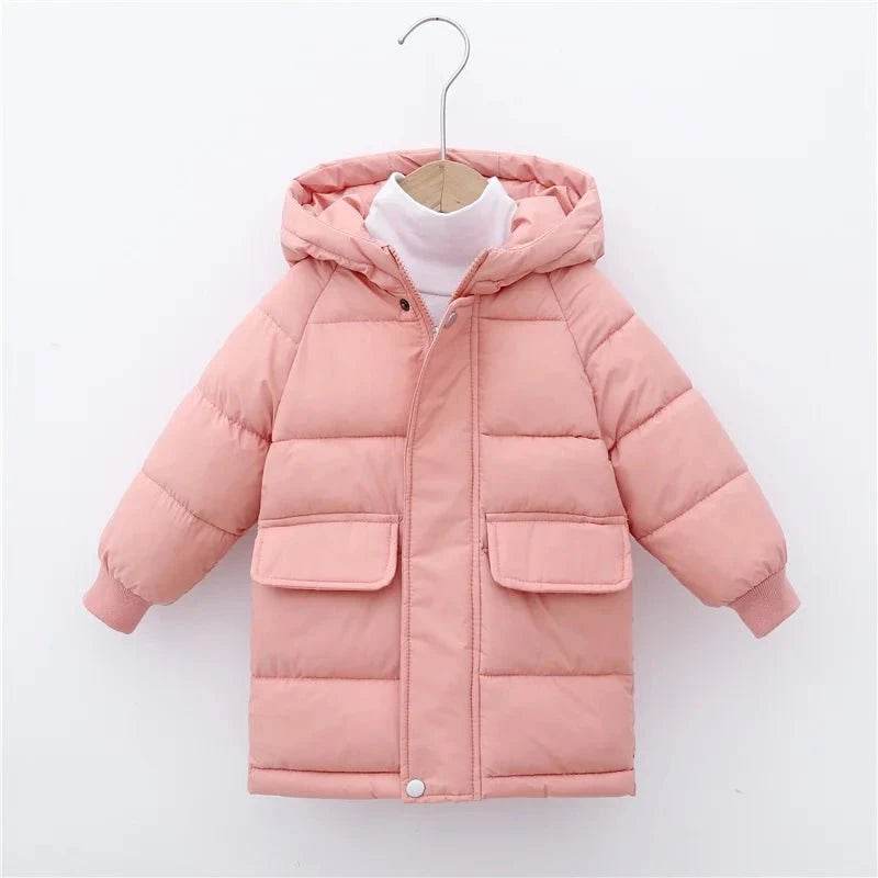 Kids Down Long Outerwear Winter Autumn Teen Cotton Clothes Boys Girls Cotton-Padded Parka Coats Big Children Thicken Warm Jacket - Giggles And Grab