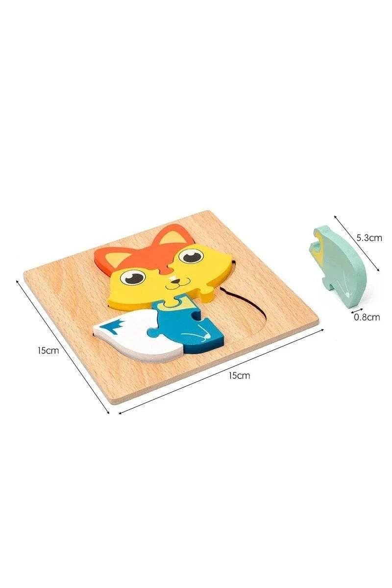 4Pcs 3D Wooden Animal Puzzle - Early Education Development Toys for Toddlers (2-3 Years) - Giggles And Grab