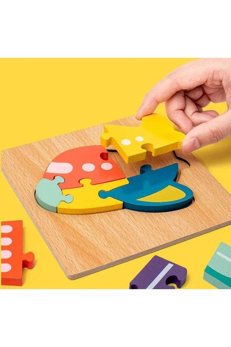 4Pcs 3D Wooden Animal Puzzle - Early Education Development Toys for Toddlers (2-3 Years) - Giggles And Grab