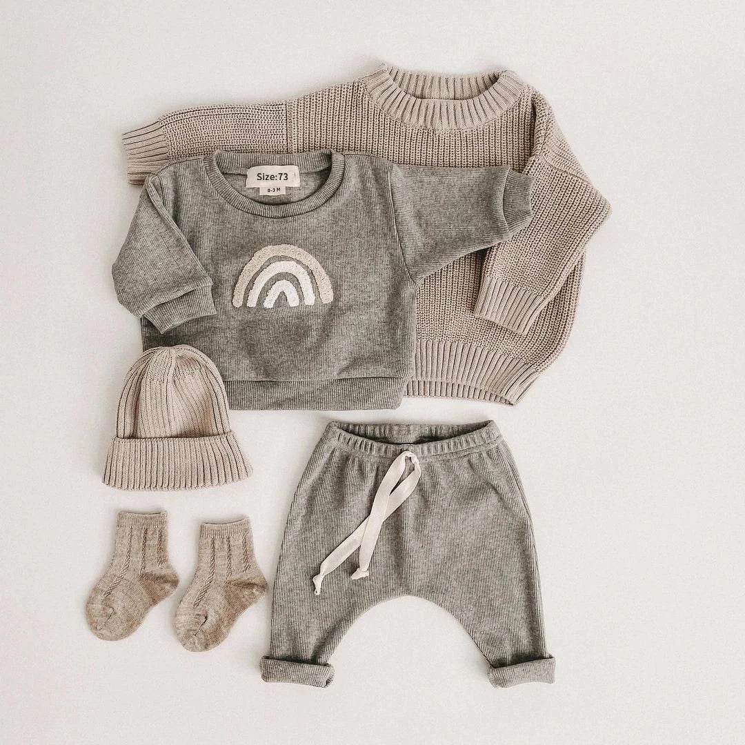 Spring Autumn Baby Boy Girls Clothes Cotton Girl Clothing Sets Long-Sleeved Sweatshirts + Pants Infant Clothes 2pcs Suit Outfits - Giggles And Grab