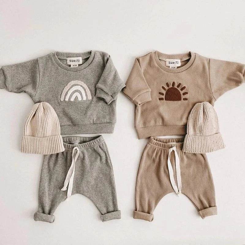 Spring Autumn Baby Boy Girls Clothes Cotton Girl Clothing Sets Long-Sleeved Sweatshirts + Pants Infant Clothes 2pcs Suit Outfits - Giggles And Grab