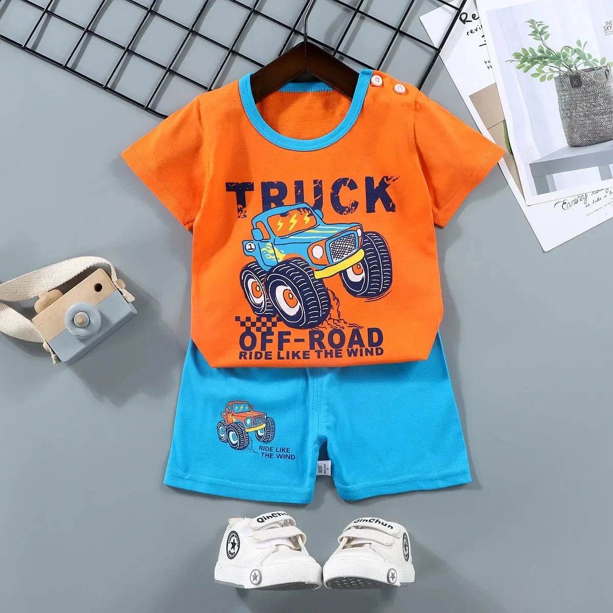 2PCS Mother Kids Clothes Children's Sets Boys Girls T-shirt Shorts Summer Cotton Short Sleeve Baby Children Clothing Toddler Suit - Giggles And Grab