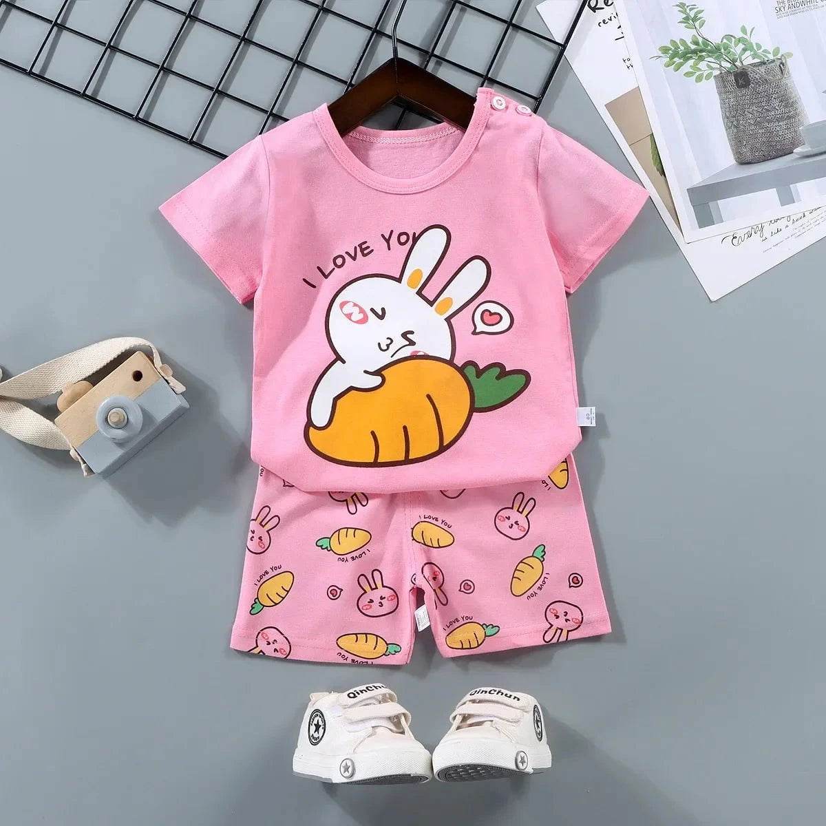 2PCS Mother Kids Clothes Children's Sets Boys Girls T-shirt Shorts Summer Cotton Short Sleeve Baby Children Clothing Toddler Suit - Giggles And Grab