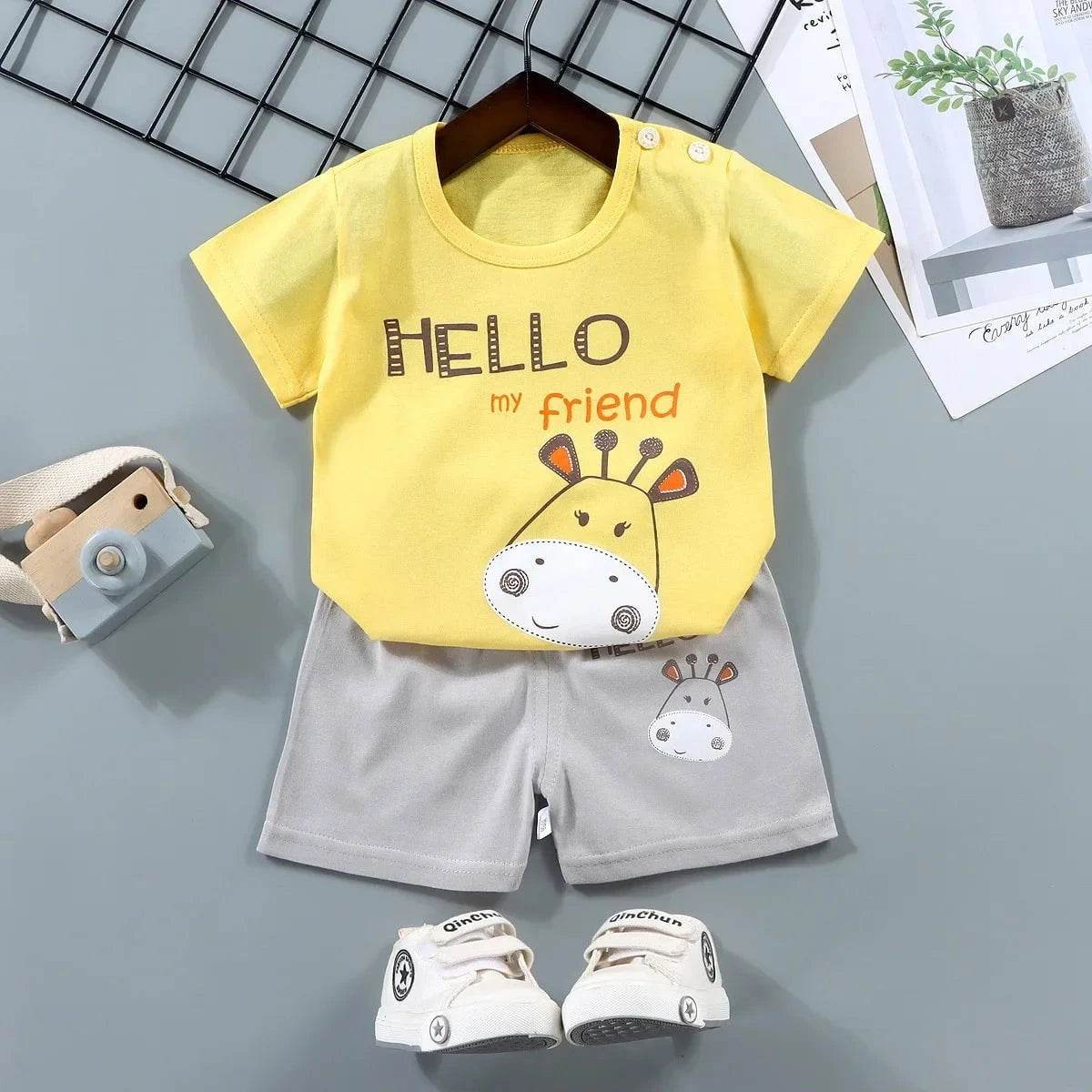 2PCS Mother Kids Clothes Children's Sets Boys Girls T-shirt Shorts Summer Cotton Short Sleeve Baby Children Clothing Toddler Suit - Giggles And Grab