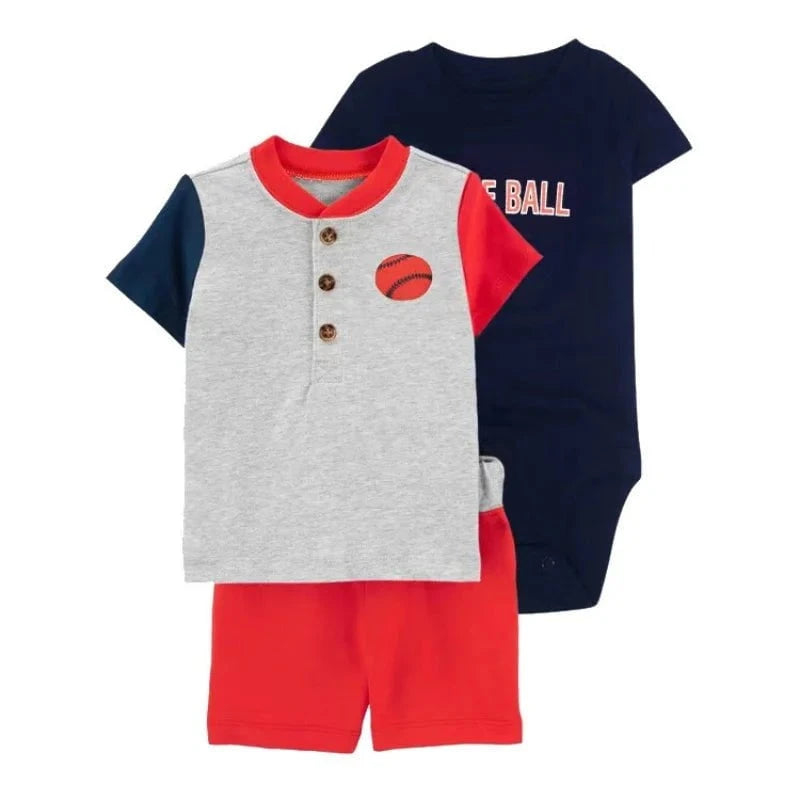 Giggles And Grab Summer newborn baby boy set O / 12M Summer Newborn Baby Boy Set 6-24M – Cute Cartoon Dinosaur Cotton Clothing, Short Sleeve + Shorts + Jumpsuit 3PCS Infant Outfits"