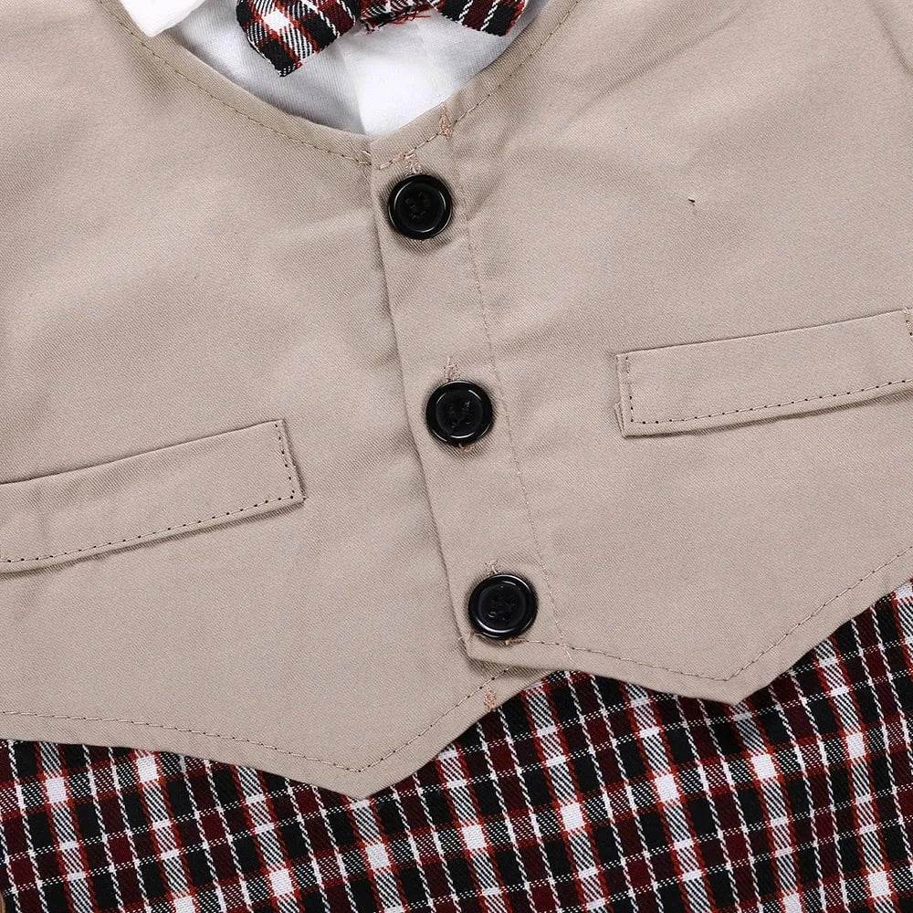 Summer Newborn Baby Romper Infant Boy Gentleman Suit Formal Bow Tie Romper Jumpsuit Baby Boy Clothes Outfits 0-3T - Giggles And Grab