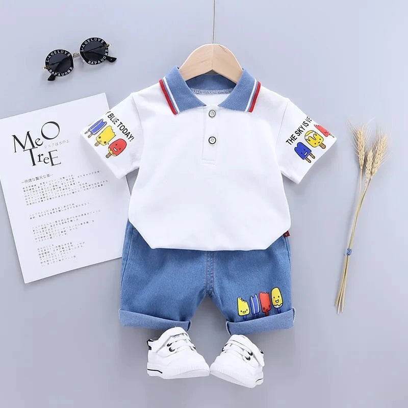 Baby Boy Clothes Set T-shirt + Shorts Kids Boy Summer Clothing Set Cute Cartoon Baby Boy Outfit Set Infant Toddler Tee Shirt Pants - Giggles And Grab