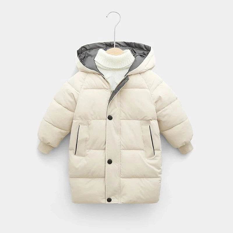 Kids Down Long Outerwear Winter Autumn Teen Cotton Clothes Boys Girls Cotton-Padded Parka Coats Big Children Thicken Warm Jacket - Giggles And Grab