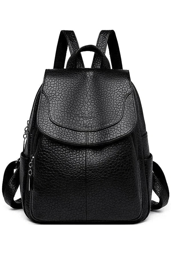 Giggles And Grab Womens Backpack Black-1 High-Quality Stone Pattern Soft Leather Women’s Backpack - Large Capacity for School & Travel"