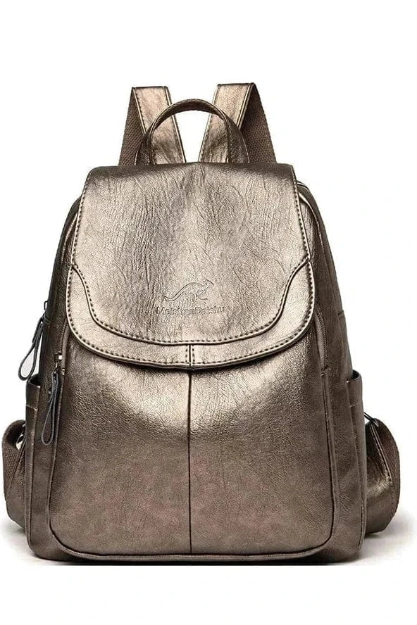 Giggles And Grab Womens Backpack Gold-2 High-Quality Stone Pattern Soft Leather Women’s Backpack - Large Capacity for School & Travel"