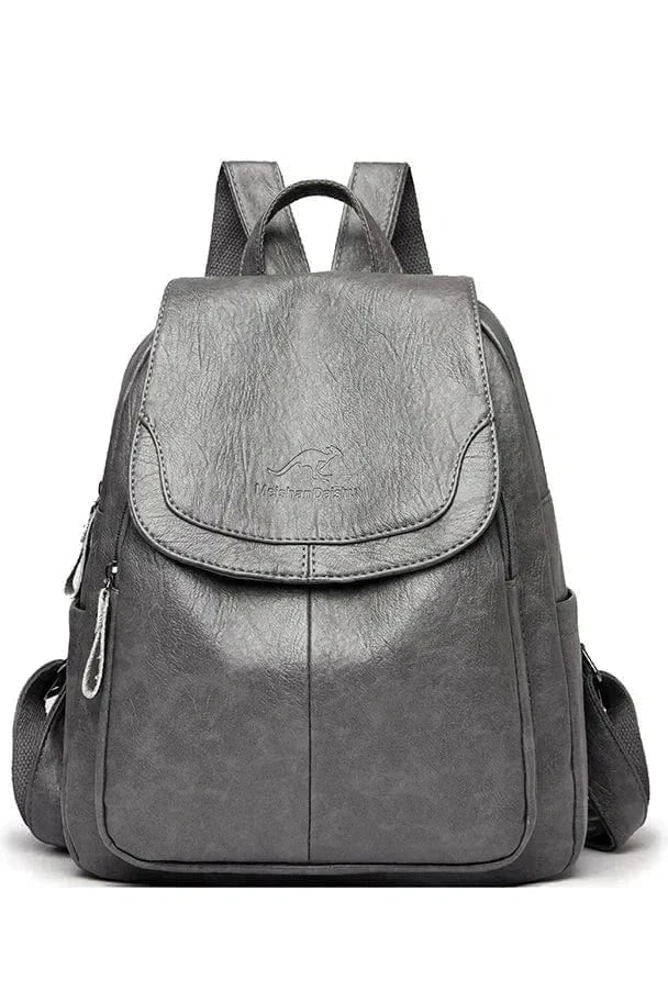 Giggles And Grab Womens Backpack Gray-2 High-Quality Stone Pattern Soft Leather Women’s Backpack - Large Capacity for School & Travel"