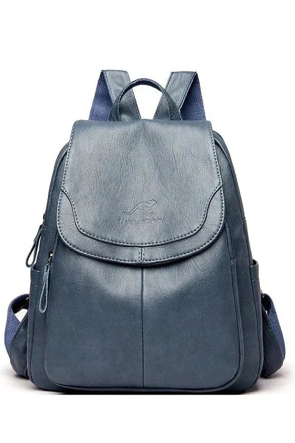 Giggles And Grab Womens Backpack Light Blue-2 High-Quality Stone Pattern Soft Leather Women’s Backpack - Large Capacity for School & Travel"