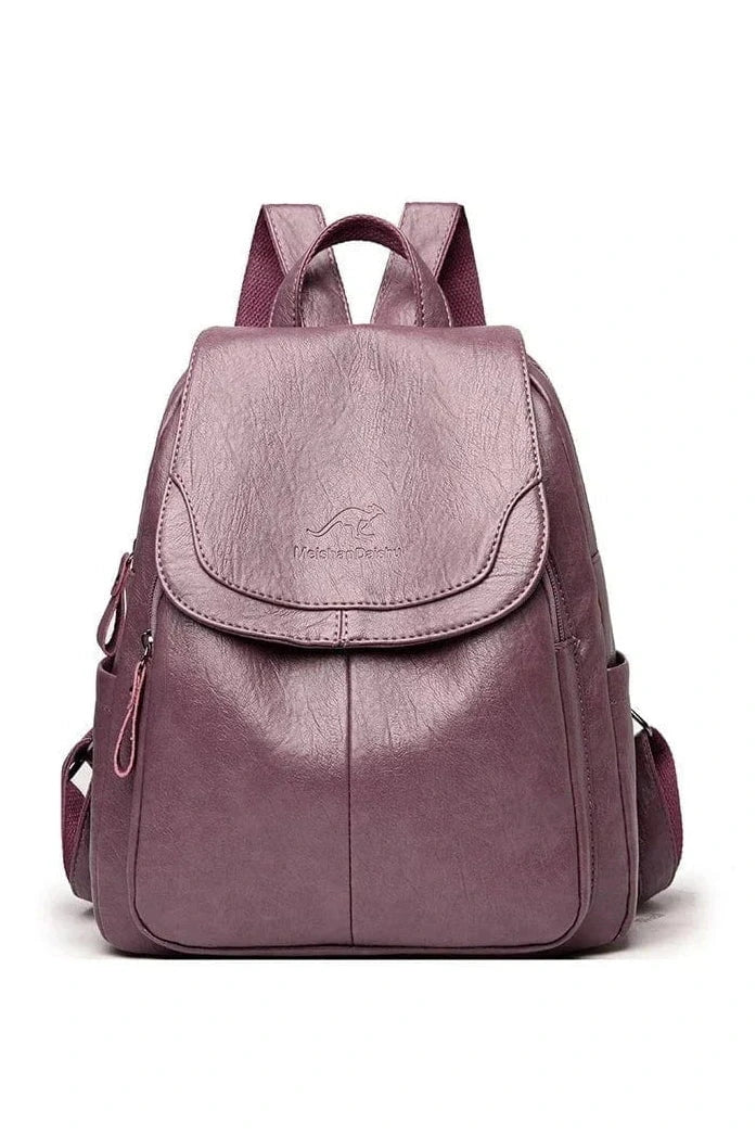 Giggles And Grab Womens Backpack Purple-2 High-Quality Stone Pattern Soft Leather Women’s Backpack - Large Capacity for School & Travel"
