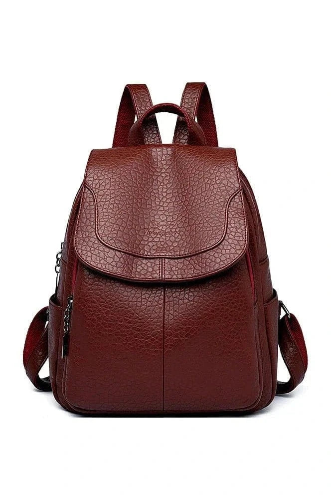 Giggles And Grab Womens Backpack Red-1 High-Quality Stone Pattern Soft Leather Women’s Backpack - Large Capacity for School & Travel"
