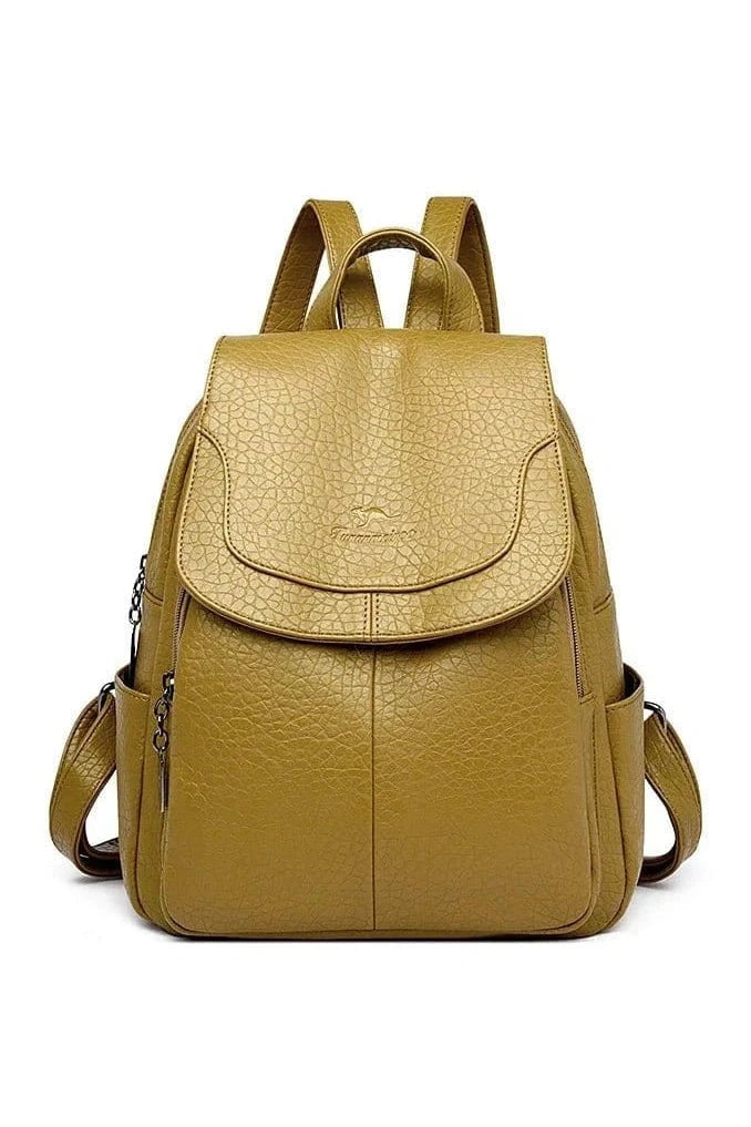 Giggles And Grab Womens Backpack Yellow-1 High-Quality Stone Pattern Soft Leather Women’s Backpack - Large Capacity for School & Travel"