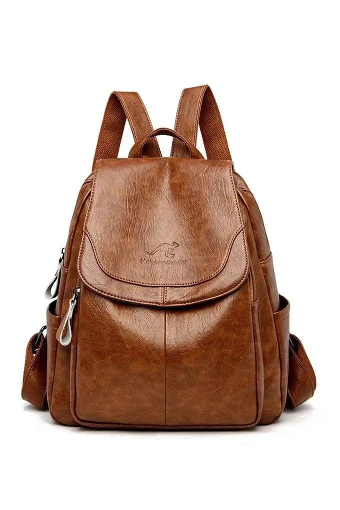 Giggles And Grab Womens Backpack Yellow Brown-2 High-Quality Stone Pattern Soft Leather Women’s Backpack - Large Capacity for School & Travel"
