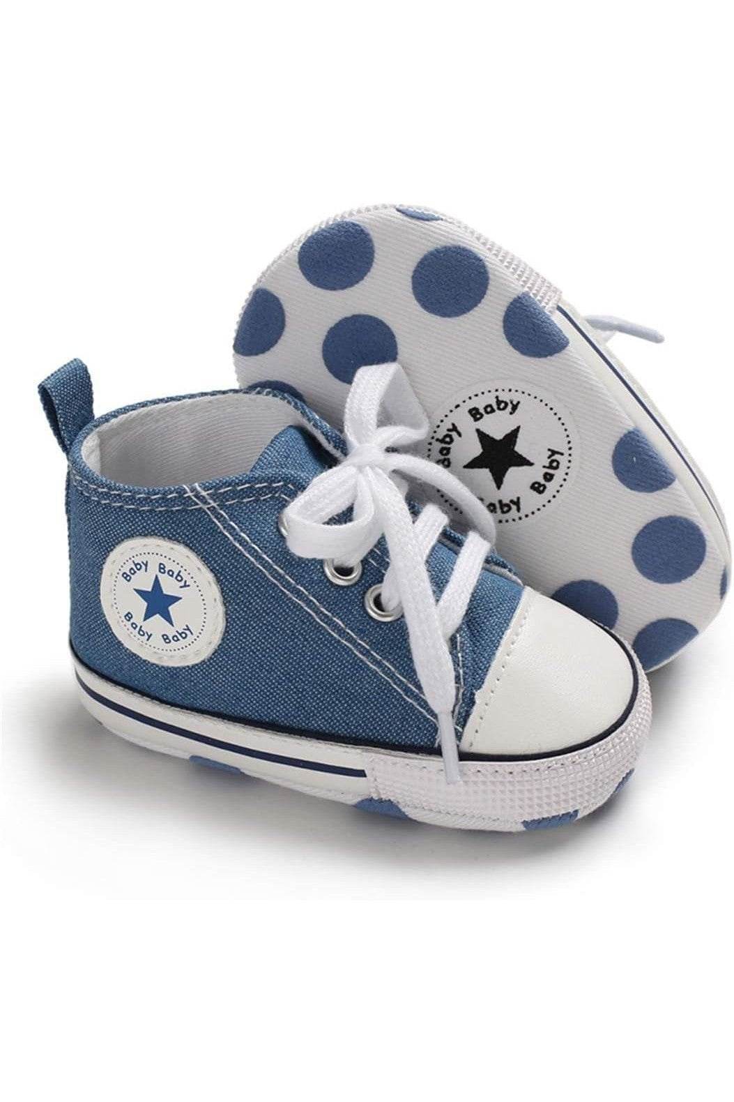 Unisex Baby Boy & Girl Canvas Sneakers – Soft Sole Ankle Shoes for Infant First Walkers - Giggles And Grab