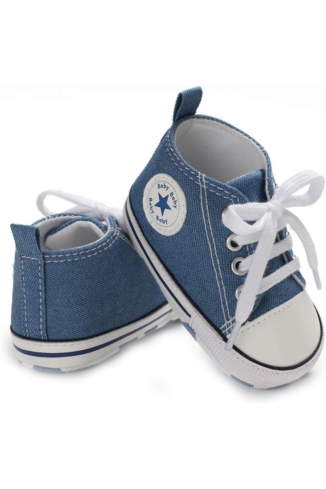 Unisex Baby Boy & Girl Canvas Sneakers – Soft Sole Ankle Shoes for Infant First Walkers - Giggles And Grab