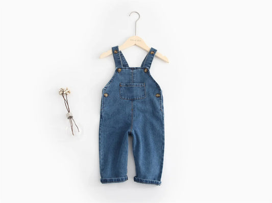 Baby Boy Solid Denim Overalls - Jean Bib Pants Infant Jumpsuit for Autumn, Kids Clothing"