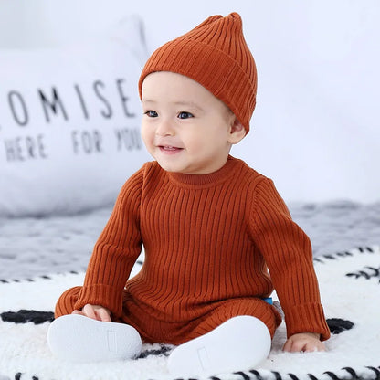 3PCS/Lot Baby Boy Clothes Set – Soft Knitted Sweater + Hat + Pants Autumn Fashion Baby Boys Clothes Infant Bebe Clothing Outfits