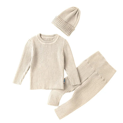 3PCS/Lot Baby Boy Clothes Set – Soft Knitted Sweater + Hat + Pants Autumn Fashion Baby Boys Clothes Infant Bebe Clothing Outfits